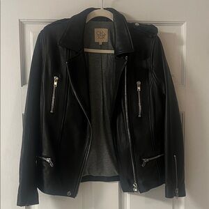 Chaser Black Leather Jacket with Silver Zippers